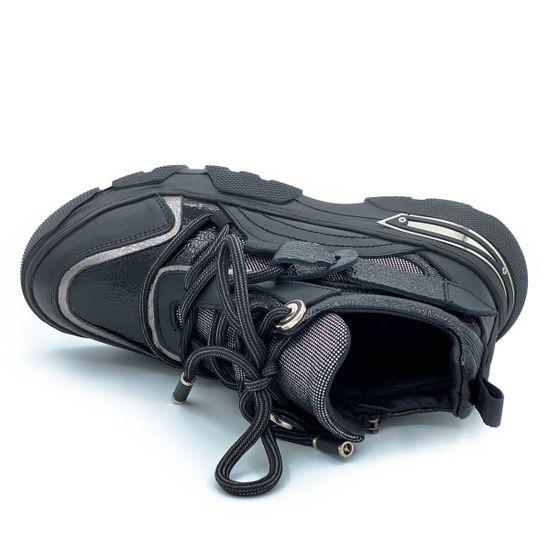 Кроссовки Lab Milano черно-серебряные кожаные Байка - фото 5, ZN1295 LAB