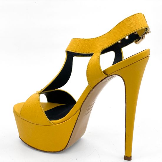 Босоножки Renzi кожаные желтые на платформе - фото 3, 522901A RZ