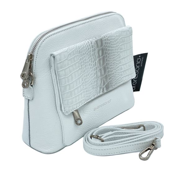 Клатч Di Gregorio белый комбинация гладкой кожи и кожи с тиснением под рептилию - фото 2, 
