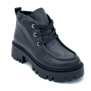 Ботинки Cover черные кожаные МЕХ - фото 2, 895-2-01 COV