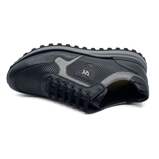 Кроссовки GiamPieroNicola черные кожаные с перфорацией - фото 5, C393136A GPN