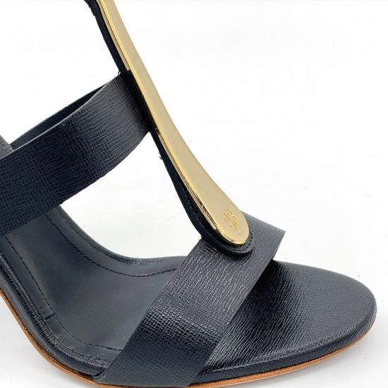 Босоножки Renzi кожаные черные с металлическим язычком - фото 6, 