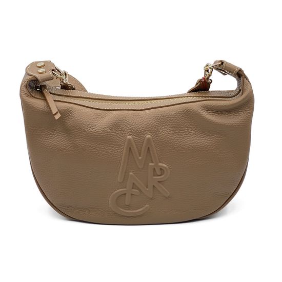 Сумочка-банан Marina Creazioni бежевая кожаная - фото 1, 