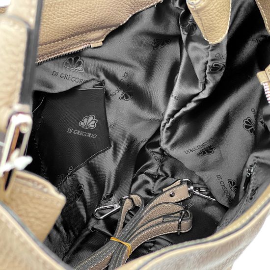 Сумка Di Gregorio бежевая кожаная - фото 5, 