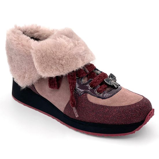 Ботинки Marzetti розово-бордовые замшевые МЕХ - фото 2, D70745M01 MZ