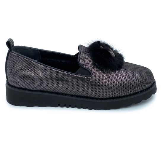 Полуботинки Lab Milano черные кожаные МЕХ - фото 1, 