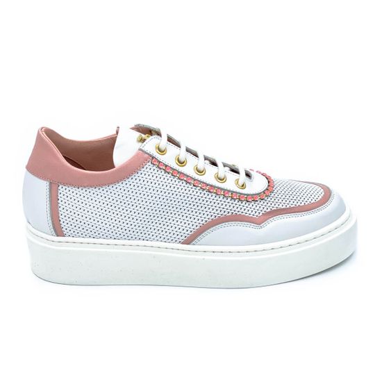 Кеды Ilasio Renzoni бело-розовые кожаные - фото 1, 4934 IR ROSA