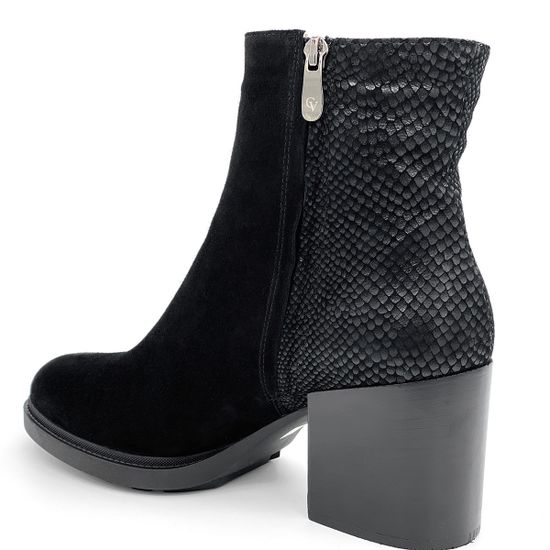 Ботинки Cover черные замшевые МЕХ с кожаными вставками тиснение под питона - фото 3, 751918-2 COV