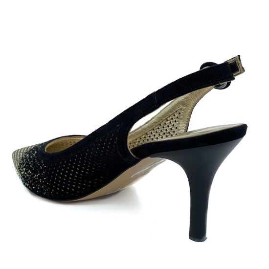 Босоножки Mara черно/золотые кожаные - фото 3, 