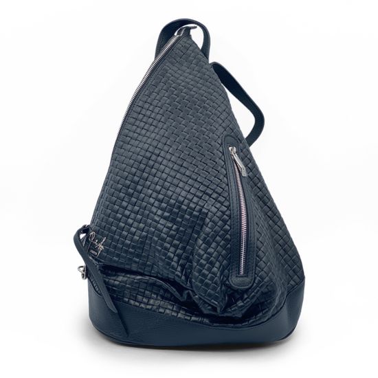 Сумка-рюкзак Renato Angi черная кожаная плетеная - фото 1, 