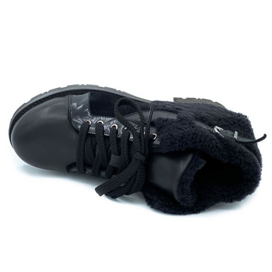 Ботинки Tiffi черные МЕХ комбинация кожи и замши - фото 5, FA27M TI