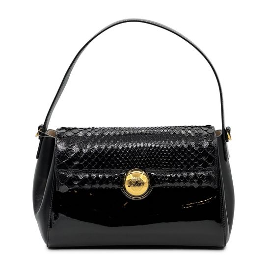 Сумка Valentino Orlandi черная лакированная из питона - фото 1, 7724 VO NERO