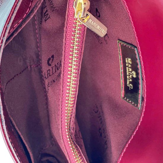 Сумка кросс-боди Marina Creazioni бордовая из лакированной кожи - фото 5, B6514 MC BORDO