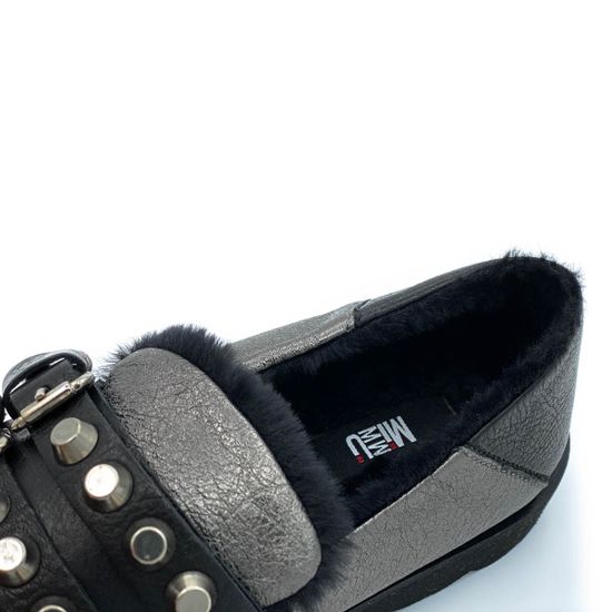 Полуботинки Mimmu серебряные кожаные МЕХ - фото 7, BEDJ2 MIM