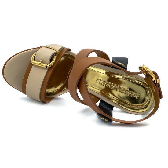 Босоножки Loretta Pettinari бежево-коричневые кожаные - фото 4, 