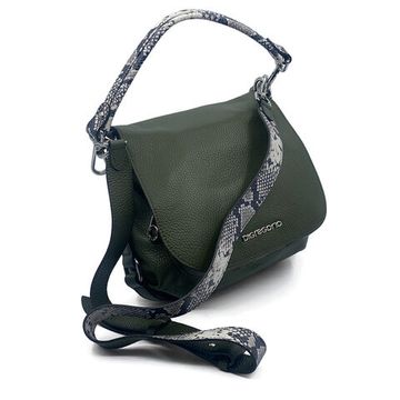 Сумка Di Gregorio зеленая кожаная с ручкой под питон - фото 2, 03237 DG OLIVA
