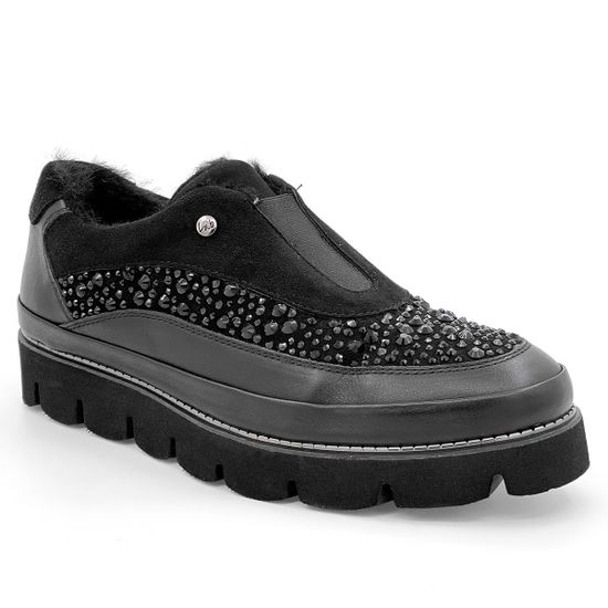 Полуботинки Lab Milano черные замшевые МЕХ с кожаными вставками - фото 2, 