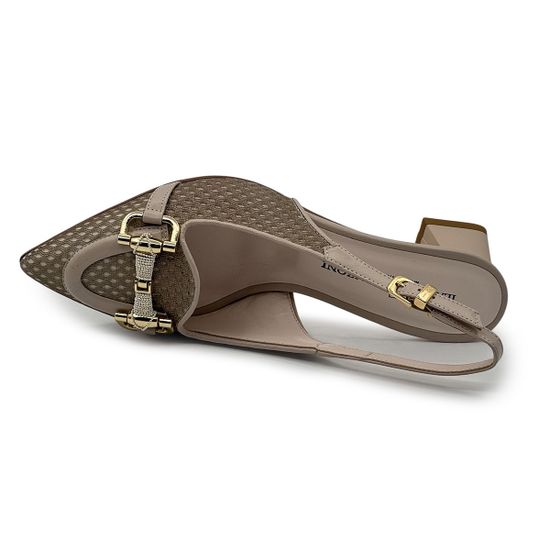 Туфли &quot;шанель&quot; Ilasio Renzoni бежевые кожаные с гипюром - фото 5, 8010 IR