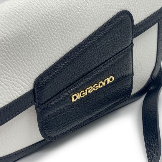 Сумка Di Gregorio кожаная белая/черная - фото 4, 2186 DG BIANCO NERO