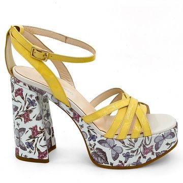 Босоножки Rosso&amp;Nero кожаные желтые на платформе - фото 1, 3865 RN