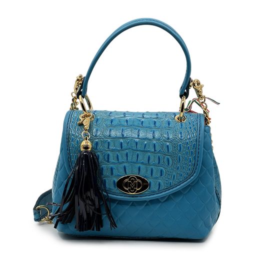 Сумка Marino Orlandi голубая кожаная тиснение &quot;крокодил&quot; - фото 1, 
