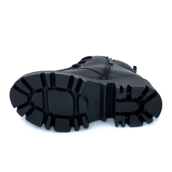 Ботинки Cover черные кожаные МЕХ - фото 4, 895-2-01 COV