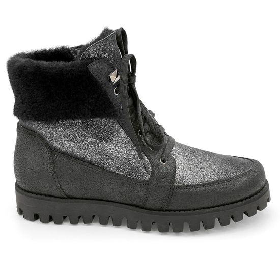 Ботинки Marzetti черно-серебряные замшевые МЕХ - фото 1, 