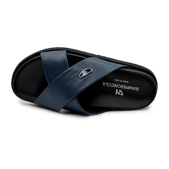 Шлепанцы Giampieronicola синие кожаные - фото 5, A5259A GPN BLU