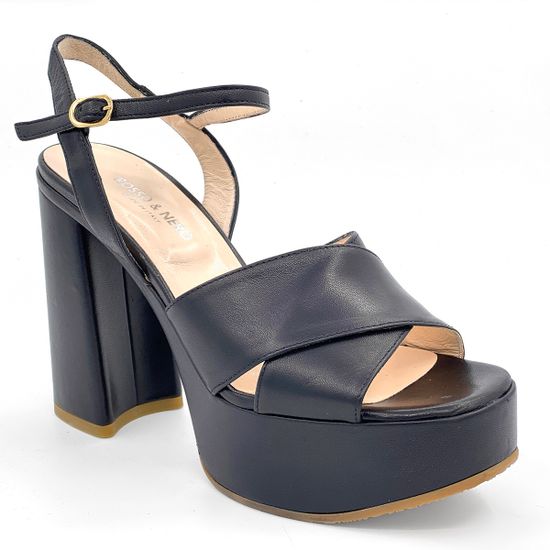 Босоножки Rosso&amp;Nero кожаные черные на платформе - фото 2, 3867 RN NERO