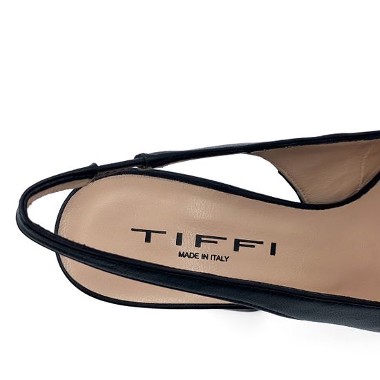 Босоножки Tiffi кожаные черные с квадратной пряжкой - фото 7, 