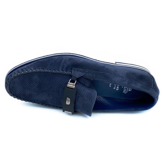 Лоферы Mario Bruni синие замшевые со сквозной перфорацией - фото 5, 