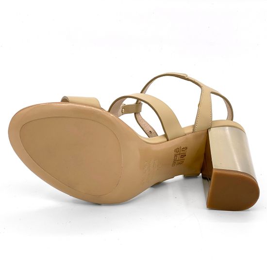 Босоножки Renzi кожаные бежевые с металлическим язычком - фото 4, 521714A RZ