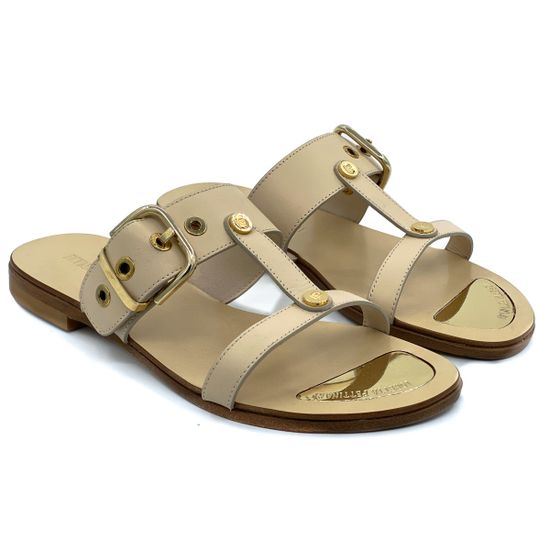 Шлепанцы Loretta Pettinari бежевые кожаные - фото 6, 