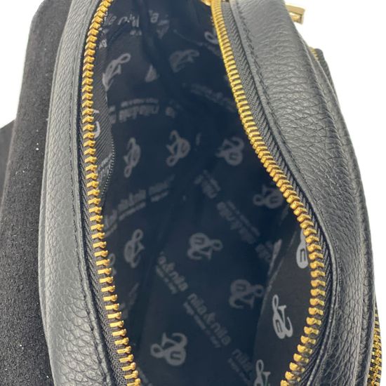 Сумка NILA&amp;NILA кожаная черная с пчелкой - фото 5, 