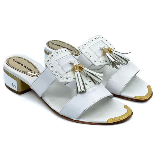 Сабо Loretta Pettinari белые кожаные - фото 6, 