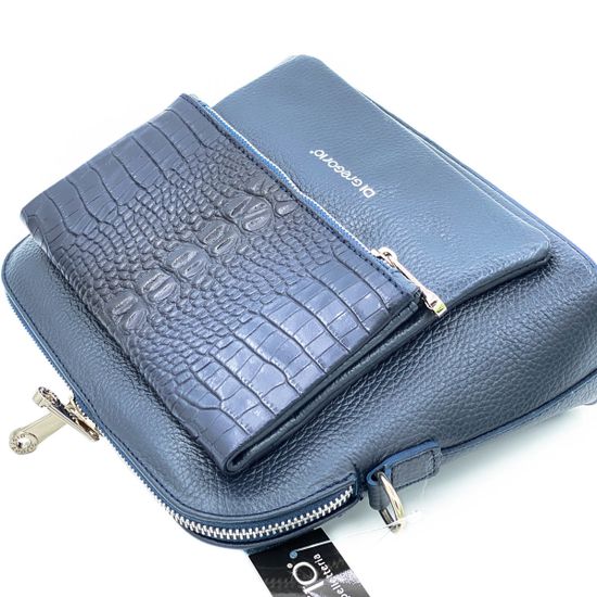 Клатч Di Gregorio синий кожаный - фото 4, 