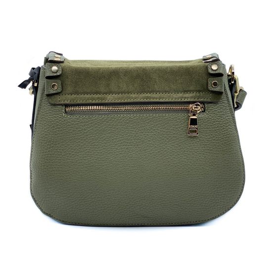 Сумочка Ripani зеленая комбинация кожи и замши - фото 4, 