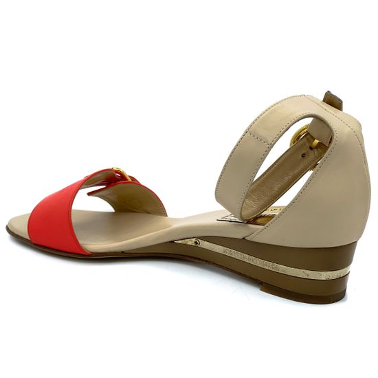 Босоножки Loretta Pettinari бежево-красные кожаные - фото 3, 