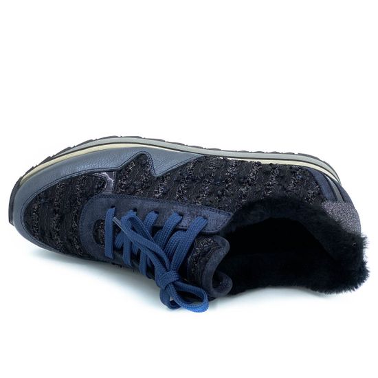 Сникерсы Pertini синие МЕХ комбинация замши и кожи - фото 5, 182W15412D4 PRT