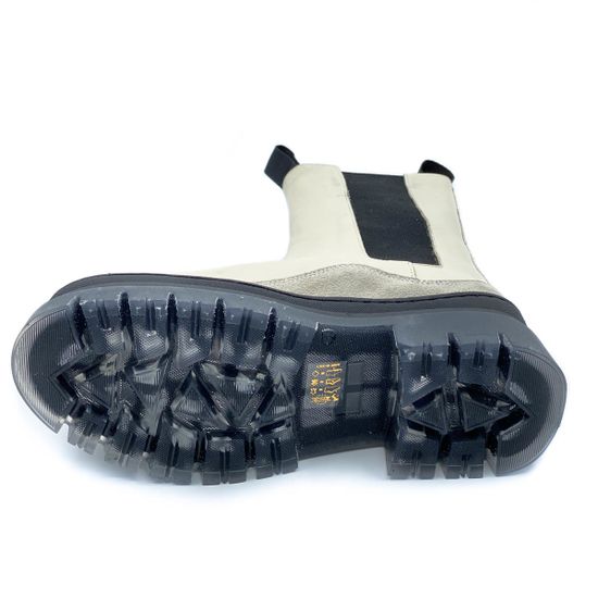 Ботинки челси Mimmu бежевые демисезонные комбинация кожи и замши - фото 4, E442E1 MIM BEIGE