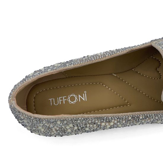 Слипоны Tuffoni бежевые кожаные со стразами - фото 7, 1022039VL TUF BEIGE