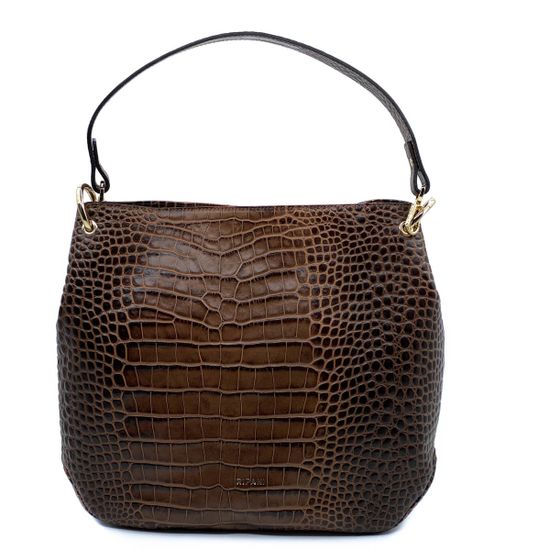 Сумочка Ripani коричневая кожаная тиснение под крокодила - фото 1, 