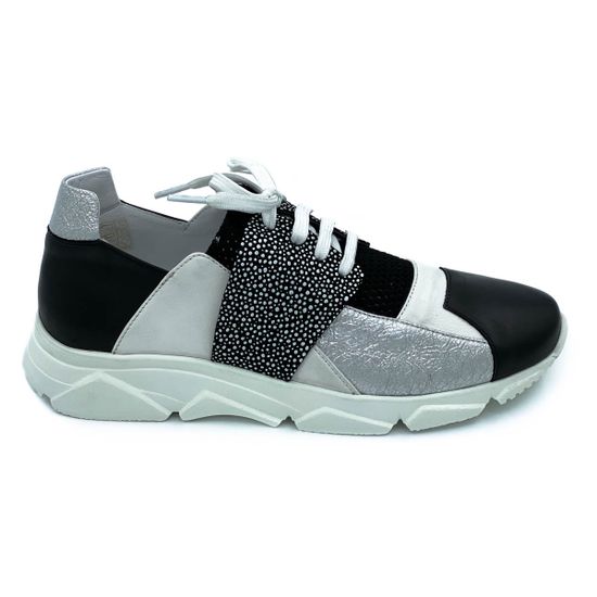 Кроссовки Donna Soft черно-серебряные кожаные - фото 1, MOT1756 DS