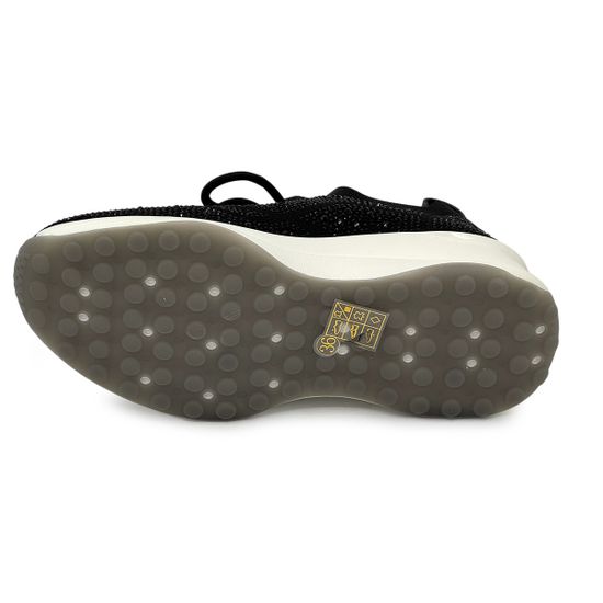 Кроссовки Francesco V черные текстильные со стразами - фото 4, T195 FV NERO