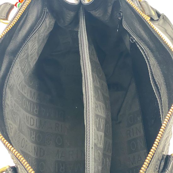 Сумка Marino Orlandi черная кожаная ламинированная крокодил - фото 5, 