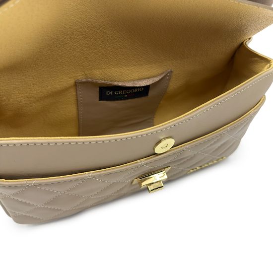 Сумка Di Gregorio бежевая кожаная стеганная - фото 6, 9175 DG BEIGE