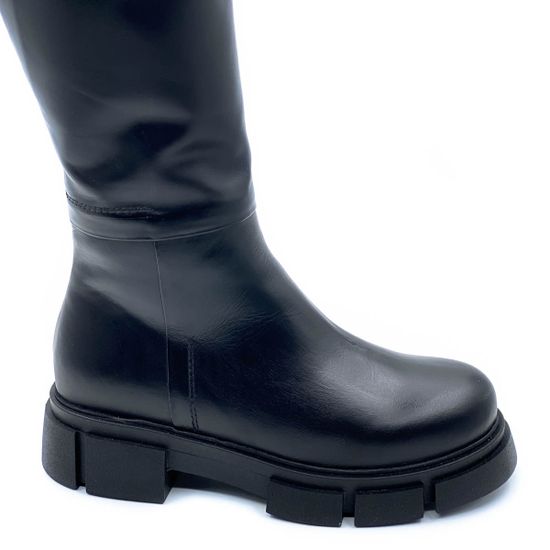 Сапоги Cover черные кожаные МЕХ - фото 4, 2500 COV