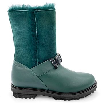 Полусапоги Lab Milano зеленые МЕХ комбинация кожи и замши - фото 1, R6689 LAB