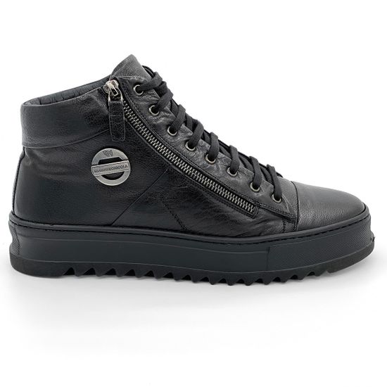 Ботинки Giampieronicola черные кожаные МЕХ - фото 1, 