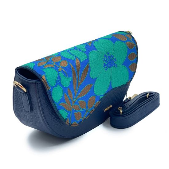 Сумка NILA&amp;NILA кожаная текстиль сине-зеленая - фото 2, 